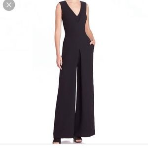 VINCE Double V-neck Jumpsuit Black